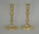Pair of English Queen Anne Candlesticks Circa 1740