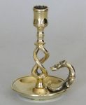 Single English Late Victorian Double Twist Brass Chamberstick