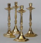 Very Rare Set of Four English Victoria Brass Candlesticks