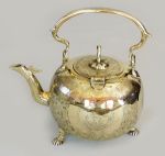 Rare Cast Brass Apple Shaped Engraved Tea Pot 