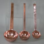 3 American Copper Ladles