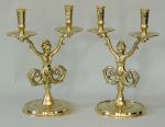Rare Bronze Flemish Mermaid 2 Arm Candlesticks