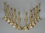 A Set of Five Pairs of English Brass Candlesticks Circa 1890