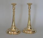 Rare Pair of Brass Russian Candlesticks