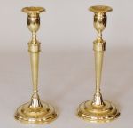 Rare Pair of French or English Brass Candlesticks