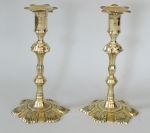 English 6 Lobe Shell Base Candlesticks