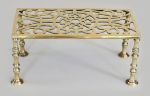 English Brass Rectangular Trivet on Four Turned Legs