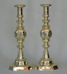 Large Pair of English Victorian Brass Candlesticks 