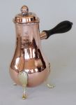 French “Silver Form” Copper Coffee Pot with 3 Brass Legs