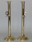 Tall Pair of English Pulpit Victorian Side Ejector Candlesticks