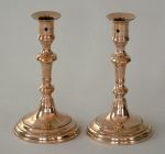 Pair of Flemish Bell Metal Candlesticks with Pricket Holes For Candle Removal
