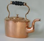 Fine Oval English Copper Tea Kettle With Turned Ebony Handle 