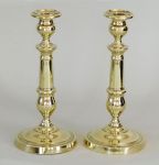Pair of French Silver Form Brass Candlesticks
