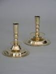 Two Similar Swedish Sheet Brass Candlesticks