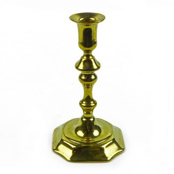 Single English Queen Anne Brass Candlestick Circa 1740