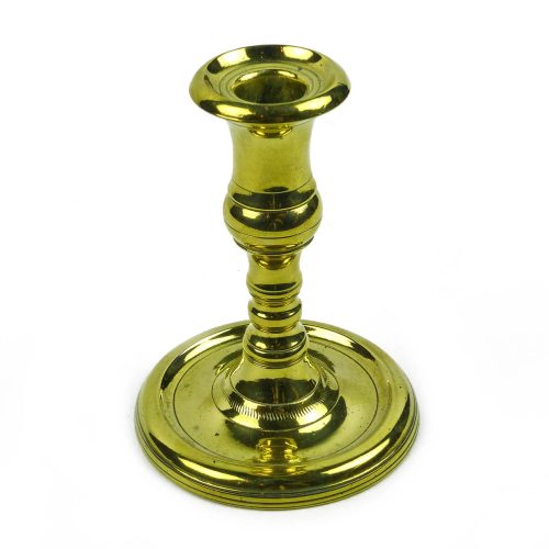 Single Russian Brass Round Base Candlestick Circa 1820