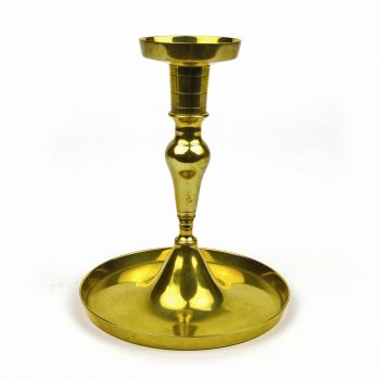 Single German Brass Saucer Base Candlestick Circa 1820
