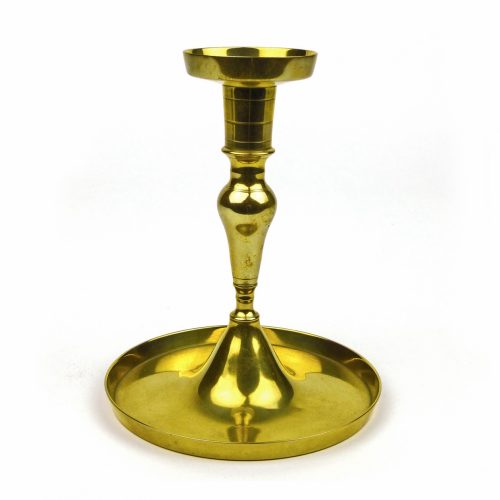 Single German Brass Saucer Base Candlestick Circa 1820