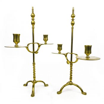Pair of Adjustable English Brass Library Candlesticks Circa 1870