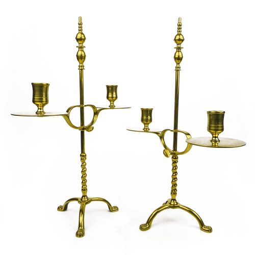 Pair of Adjustable English Brass Library Candlesticks Circa 1870