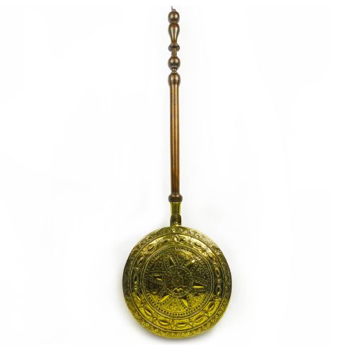 Dutch Brass Bedwarmer with Decorated Lid Circa 1700