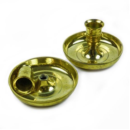 Pair of English Brass "Brighton Buns" Traveling Candlesticks Circa 1800