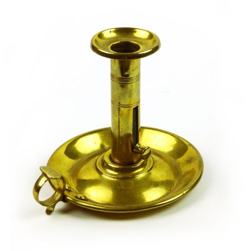 English or American Brass Chamberstick with Side Ejector Circa 1850