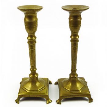 Pair of Four Footed Russian Brass Candlesticks Circa 1780