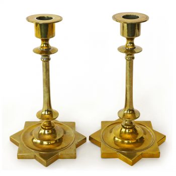Pair of Swedish Brass Candlesticks signed "Skultuna #8"