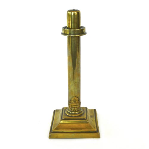 English Signed Brass Spring Loaded Candlestick Circa 1870