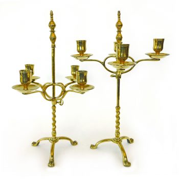 Pair of English Brass Library Candlesticks Circa 1890