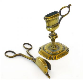 Victorian English Brass Snuffer and Stand Circa 1875