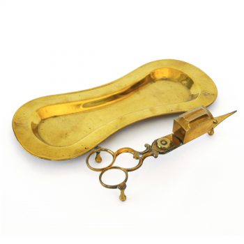 English Brass Snuffer and Tray Circa 1850