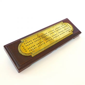 Brass and Mahogany Cribbage Board Circa 1880