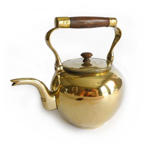 Rare English Brass Silver Form Tea Kettle Circa 1720