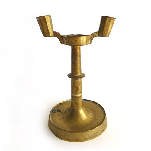 Exceptionally Rare Gothic German (Nuremberg) Brass 15th Century 2 Arm Candlestick