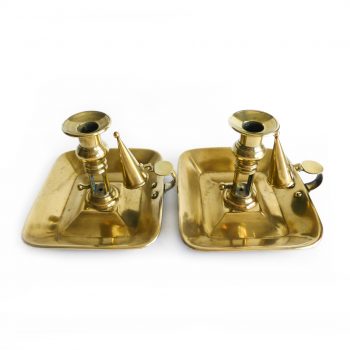 Pair of Rectangular English Brass Chambersticks Circa 1820