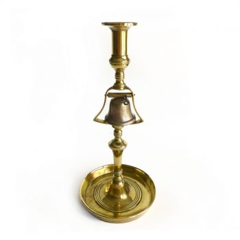 Single English Brass Tavern Candlestick with bell. Circa 1820