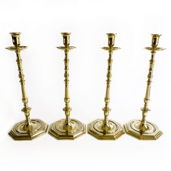 Very Rare Set of 4 English Late Victorian Brass Candlesticks