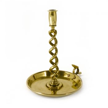 Large English Brass Double Twist Chamber Stick. Circa 1890.