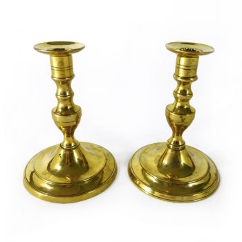 Rare Pair of Portuguese Brass Tapersticks. Circa 1800