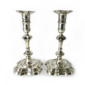 Pair of English Silver Candlesticks. London. 1738