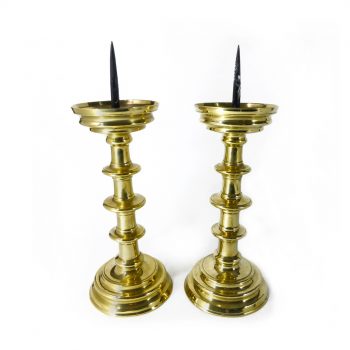 A Pair of Gothic Nuremberg Brass Pricket Candlesticks. Circa 1500