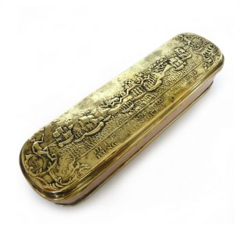 German Brass and Copper Tobacco Box. Dated 1762
