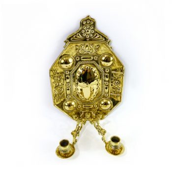 English Brass Sonce with Two Cast Arms with Fish, 1884