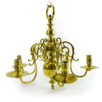 Swedish Brass 6 Arm Chandelier.