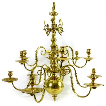 Fine 3 Tier Danish Brass Chandelier. Circa 1900