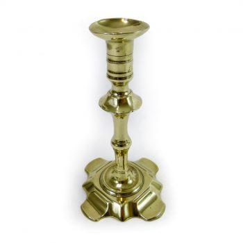 Single English Queen Anne Scalloped Base Candlestick. Circa 1740