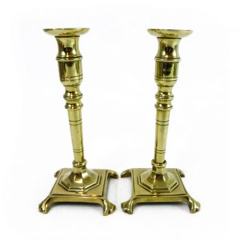 Pair of Spanish/Russian 4 Legged Brass Candlesticks. Circa 1880