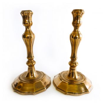 Very Rare Pair of Flemish Bell Metal Candlesticks. Circa 1740
